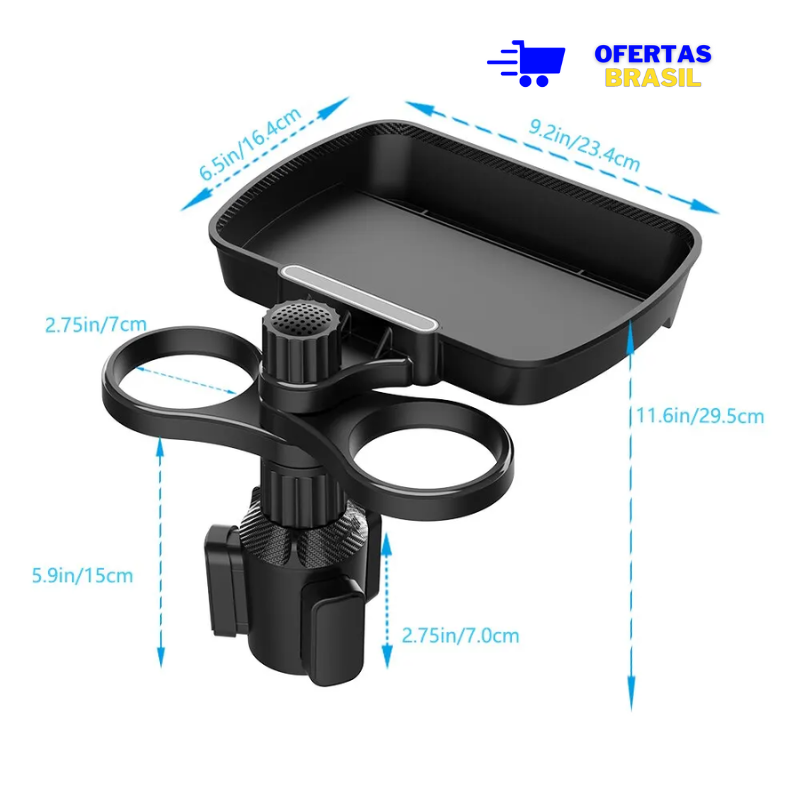 Suporte Veicular Para Carro Bebida Lanche Porta-copo Bandeja- OFB 2.0